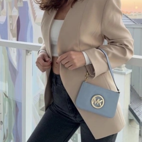 MICHAEL Michael Kors Handbags - Michael Michael Kors Fulton Robins Egg Blue Pebbled Leather Wristlet